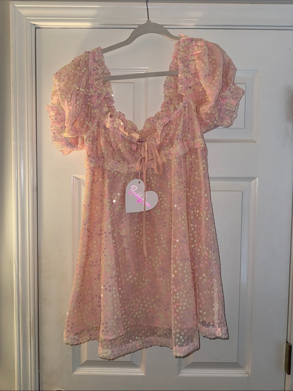 Buddy Love Pink Sequin Babydoll Dress